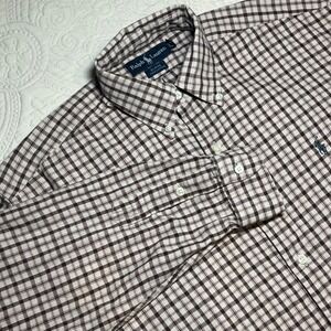 Ralph Lauren Mens Blaire Button Down Shirt Plaid L/S 100% Cotton Size M *FLAW